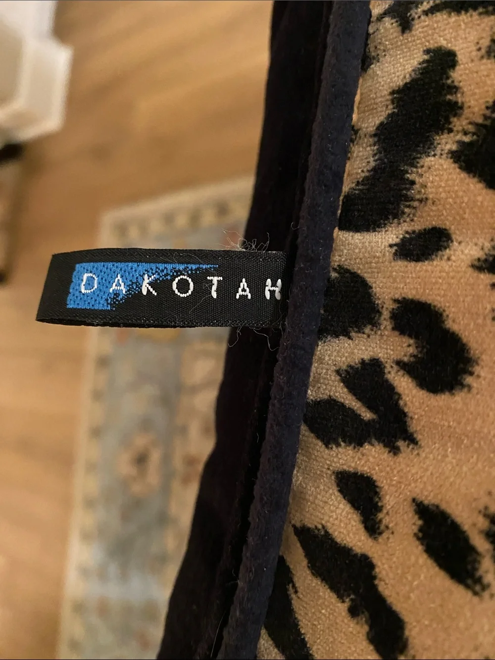 Leopard Print Velveteen Accent Pillow in Tan and Black • 13” Square